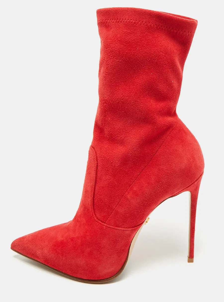 Le Silla Size 38 Red Suede Ankle Length Boots