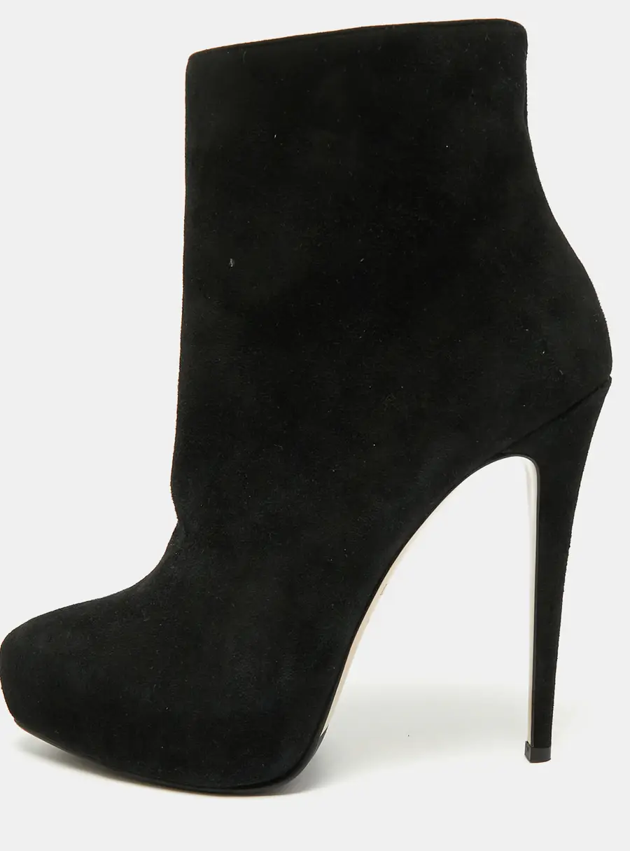 Le Silla Size 38 Black Suede Ankle Length Boots