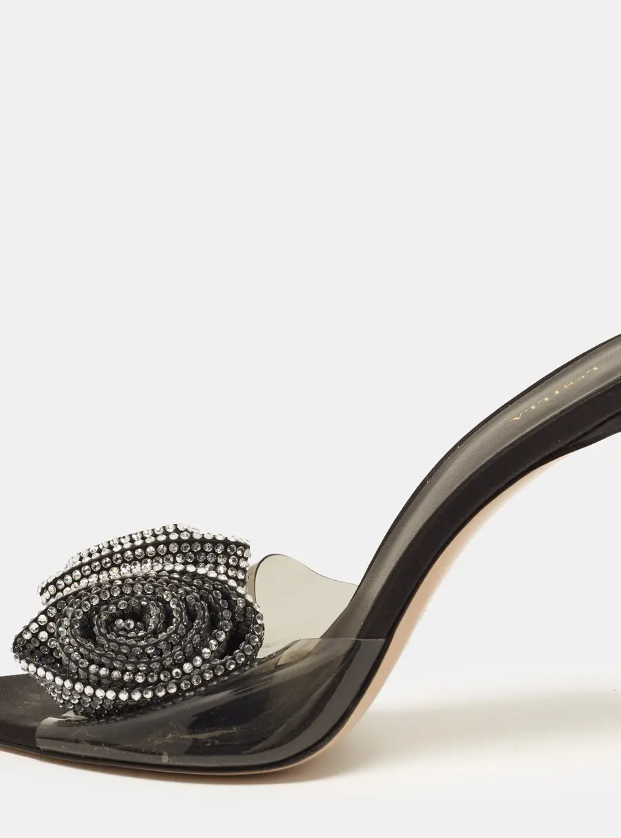 Le Silla Size 40 Transparent PVC Crystal Embellished Slide Sandals