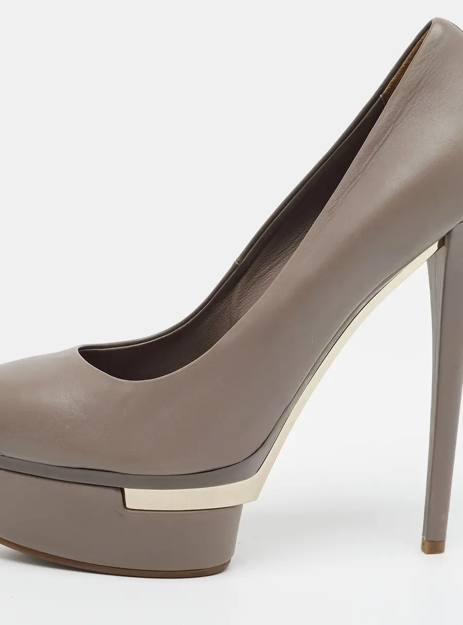 Le Silla Size 40 Grey Leather Platform Pumps