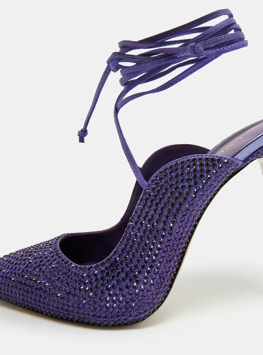 Le Silla Ivy Size 40 Purple Satin Ankle Wrap Pumps
