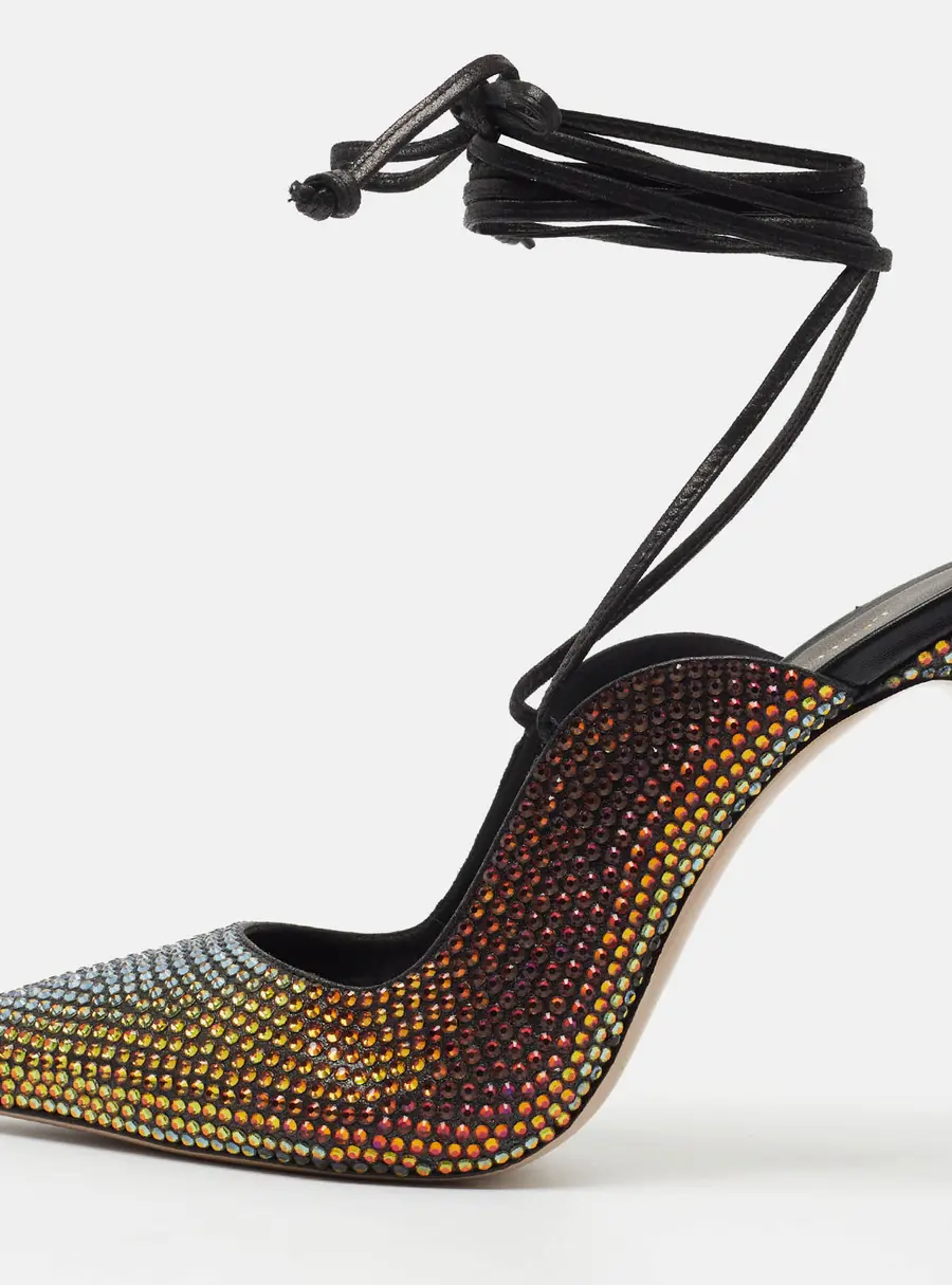 Le Silla Ivy 130mm Size 40 Multicolor Crystals and Satin Pumps