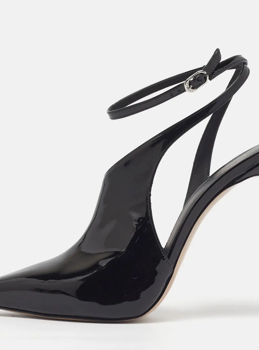 Le Silla Futura Size 40 Black Patent Leather Ankle Wrap Pumps