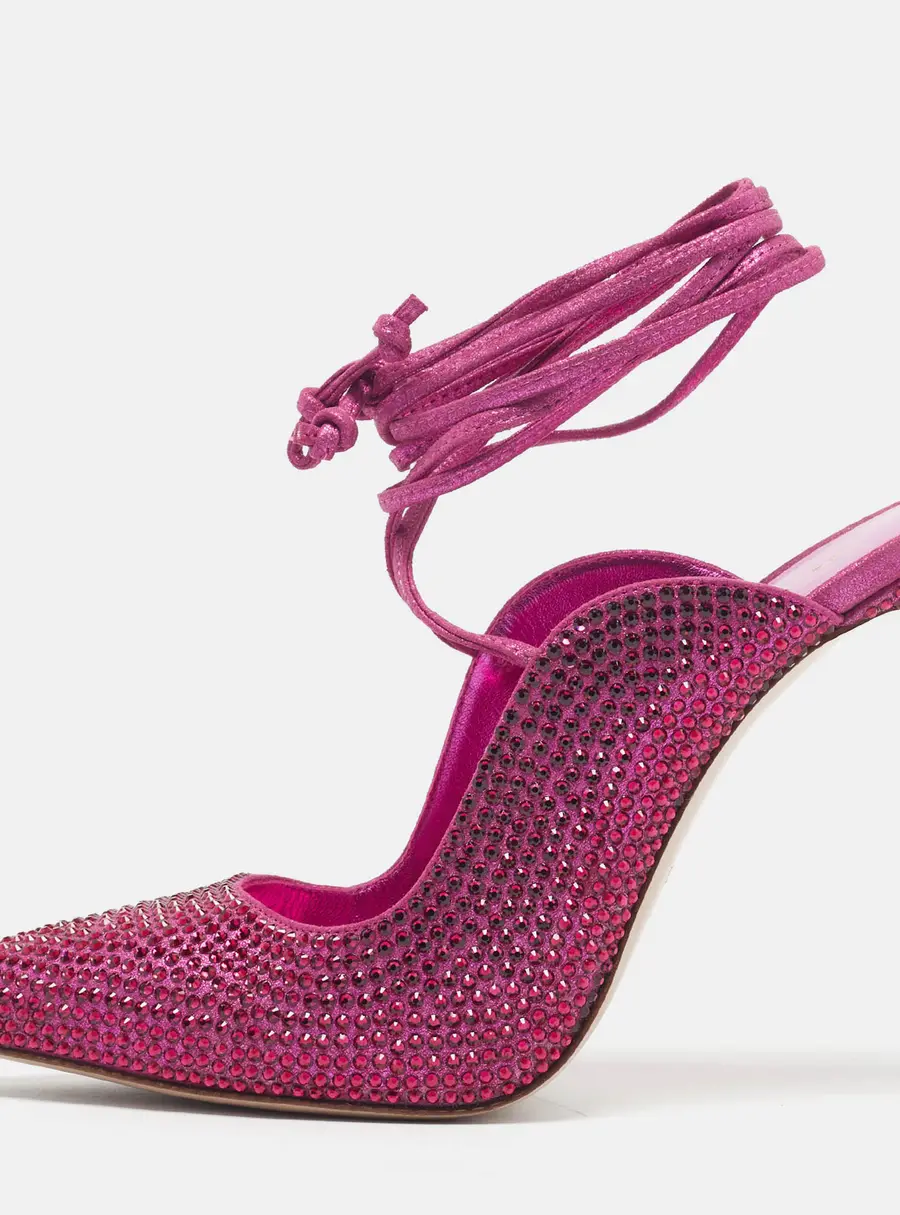 Le Silla Ivy Size 40 Purple Satin Crystal Embellished Ankle Wrap Pumps