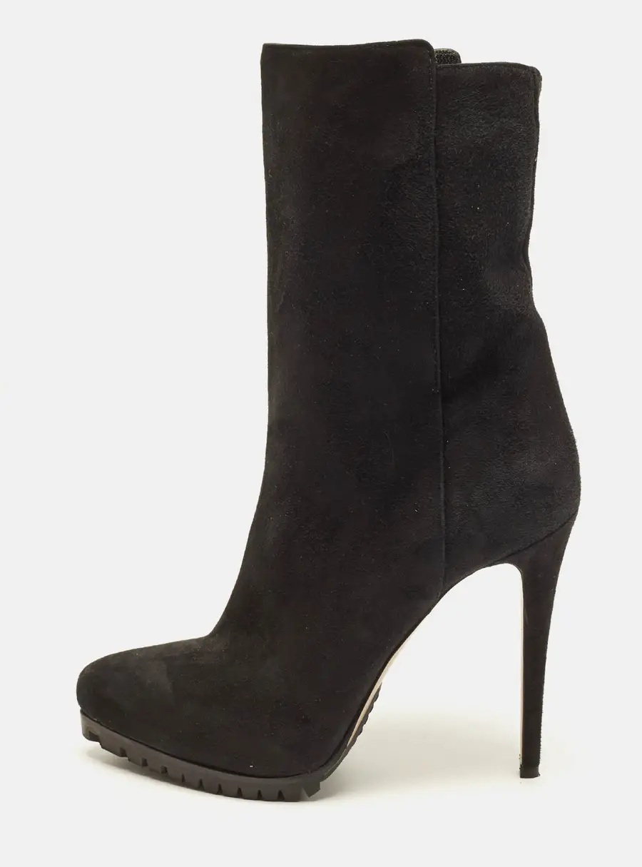 Le Silla Size 38 Black Suede Ankle Length Boots