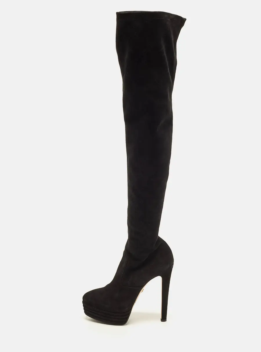 Le Silla Size 39 Black Suede Knee Length Boots