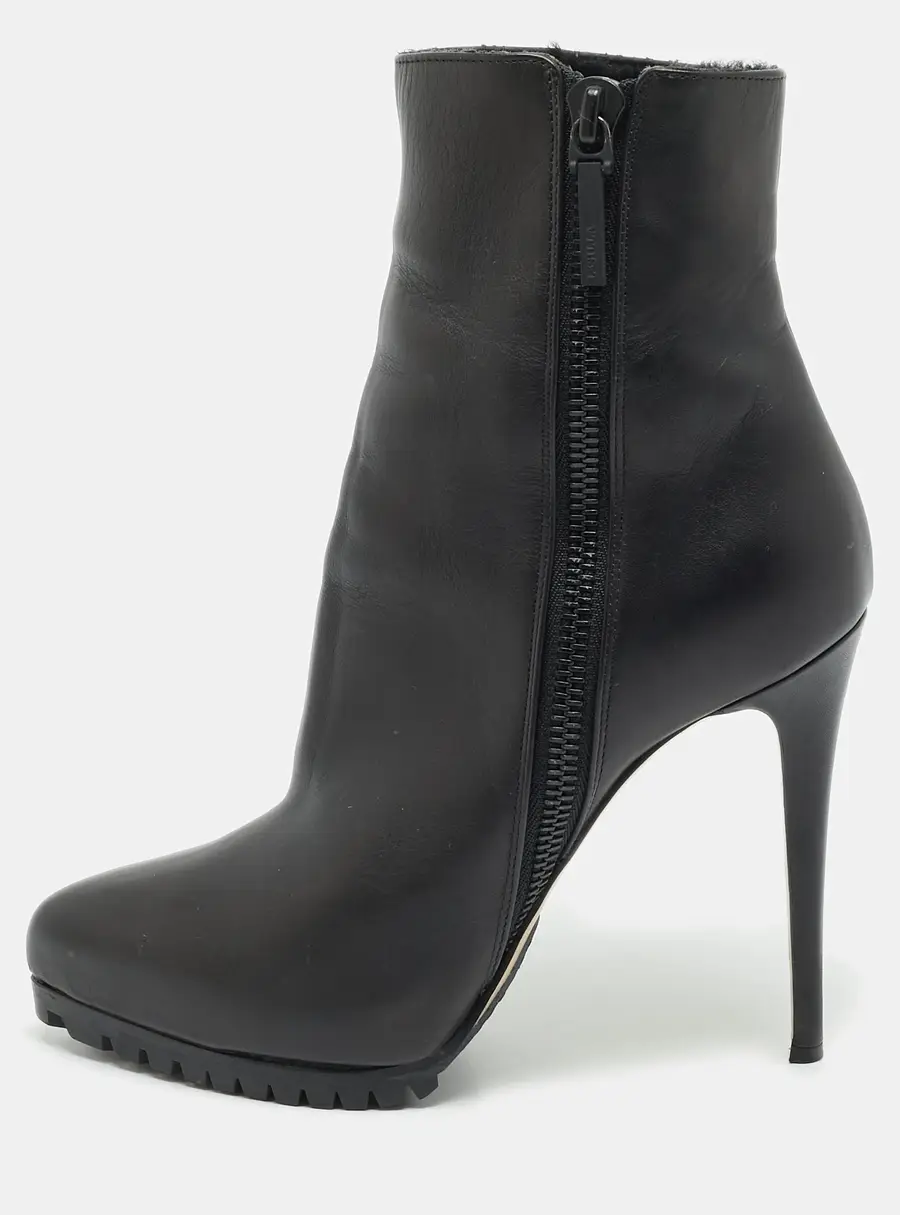 Le Silla Size 38 Black Leather Ankle Length Boots