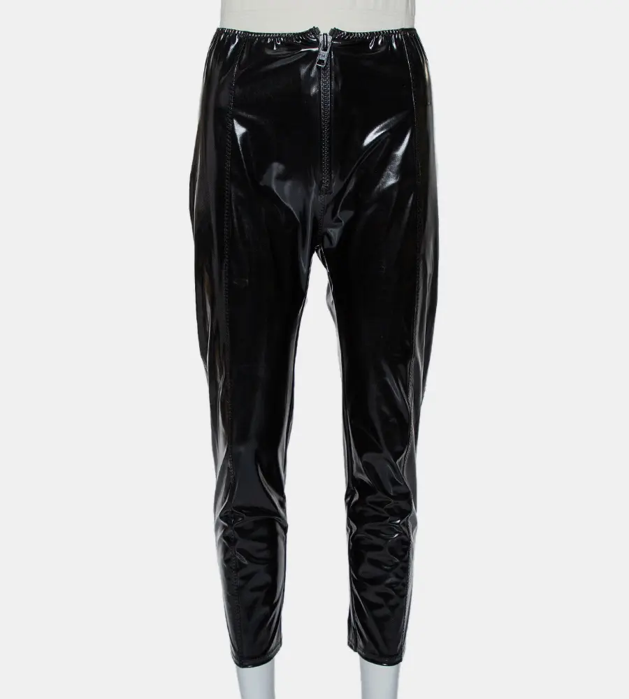 Lisa Marie Fernandez Black Faux leather Zip Front Hannah Cropped Leggings M