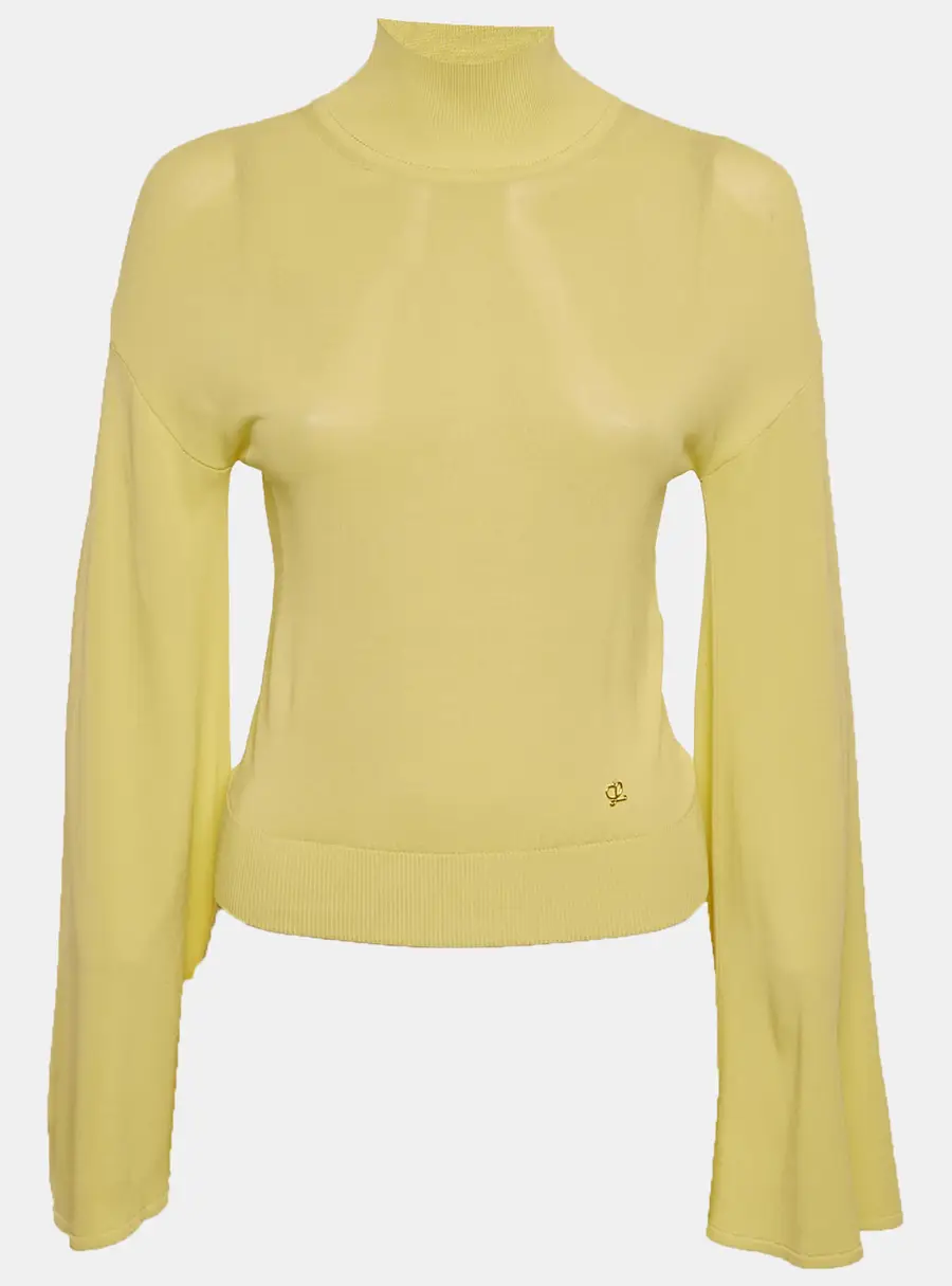Loewe Yellow Knit Bell Sleeve Turtle Neck Sweater XS