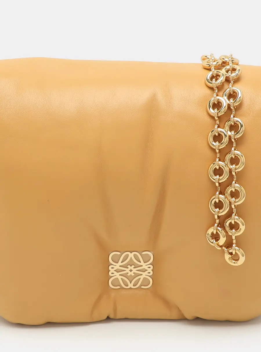 Loewe Goya Puffer Camel Leather Shoulder Bag