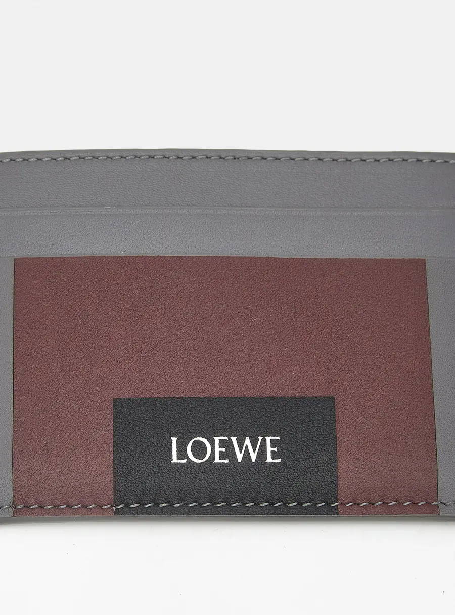 Loewe Plain Grey/Burgundy Leather Card Holder