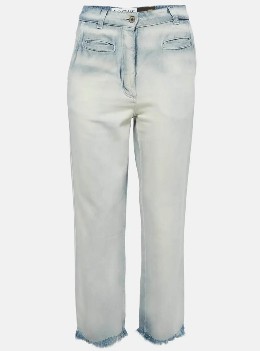 Loewe x Paula's Ibiza Blue Faded Denim Raw Edge Jeans S Waist 26"