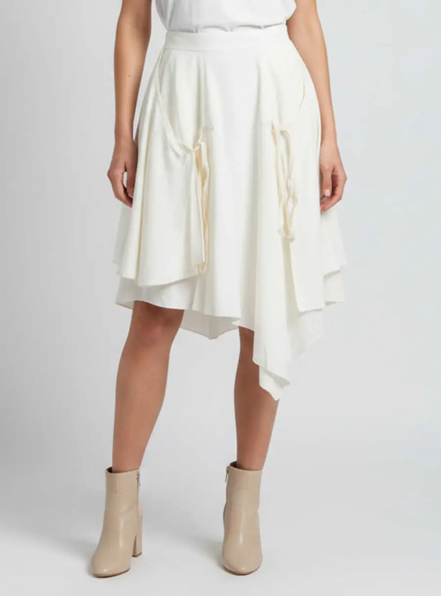 Loewe X Paula's Ibiza Cream Silk Paneled Asymmetrical Skirt S