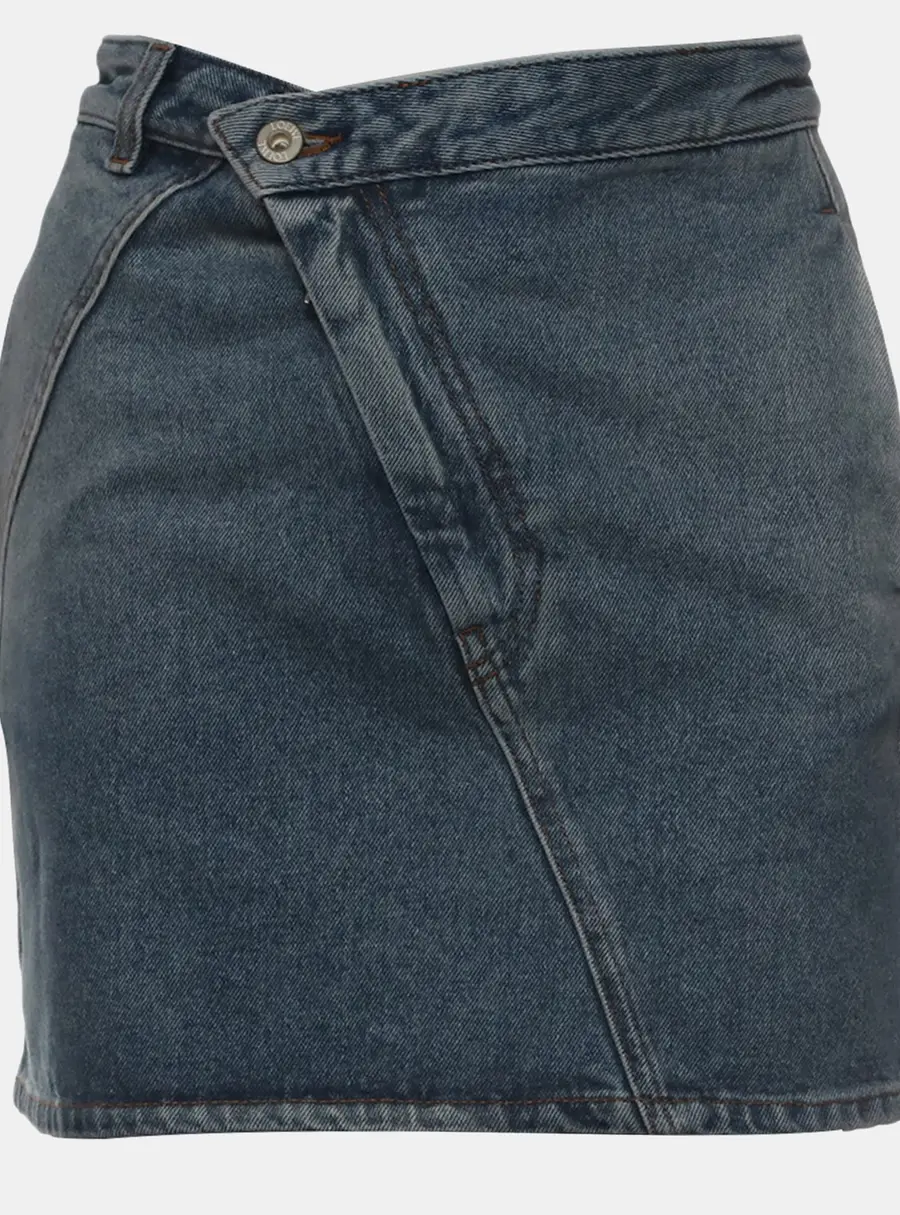 Loewe Anagram Asymmetric Denim Skirt