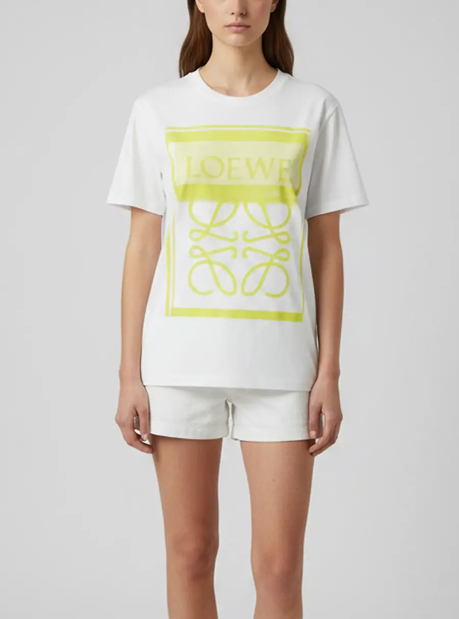 Loewe White/Yellow Anagram Print Jersey Crew Neck T-Shirt XL