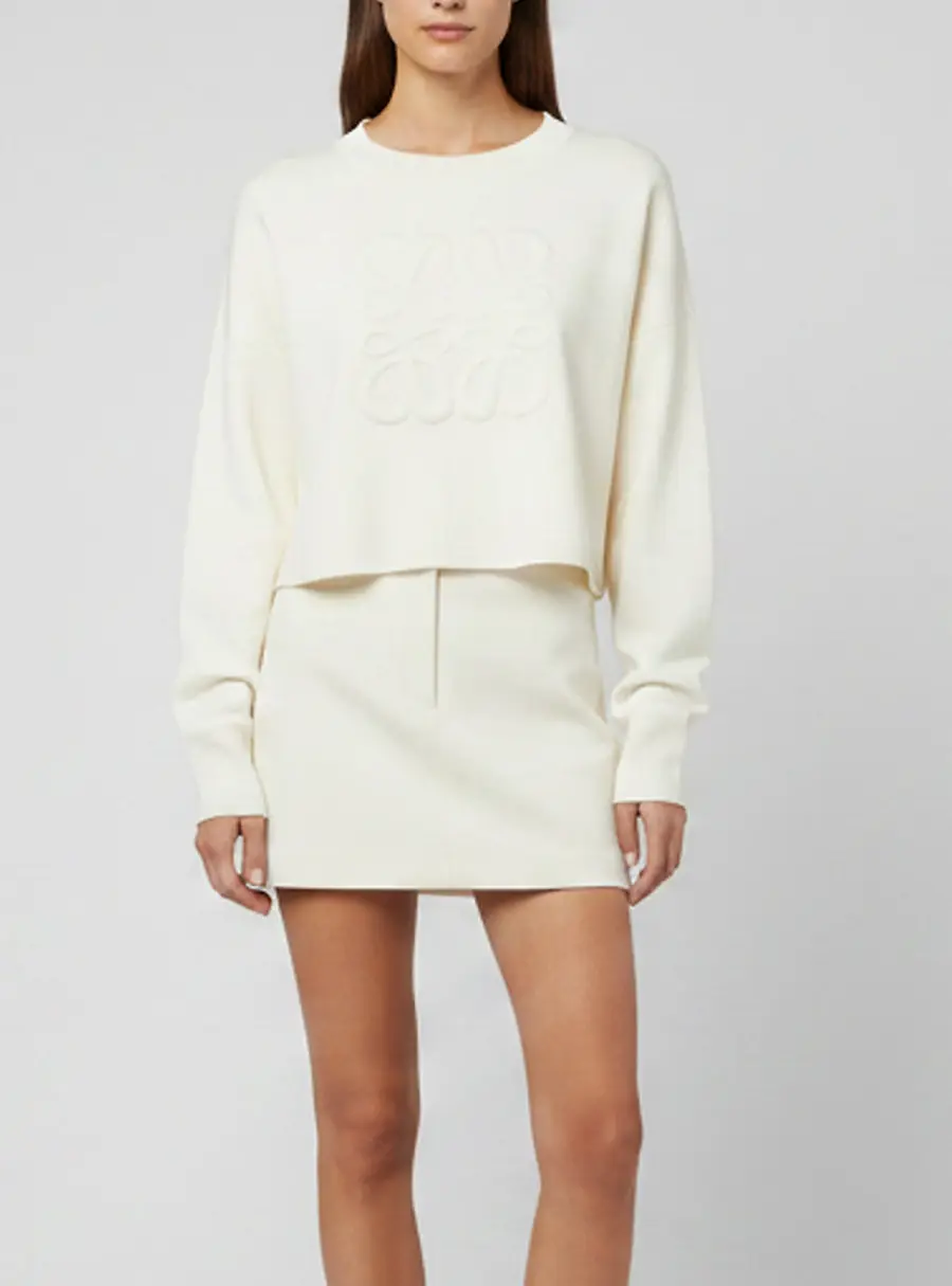 Loewe White Cream Long Sleeve Crewneck Sweater L