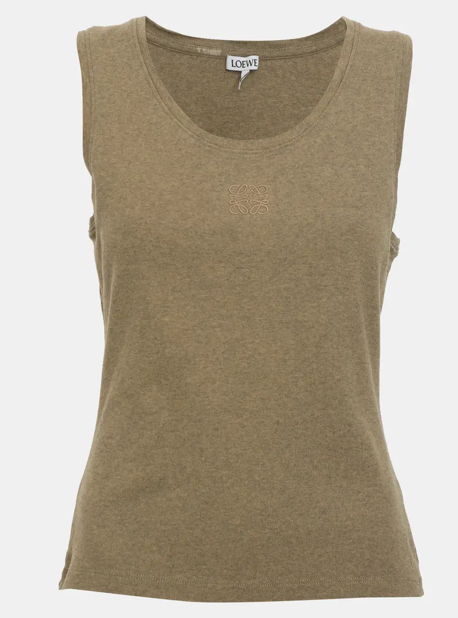 Loewe Green Jersey Anagram Embroidered Tank Top L