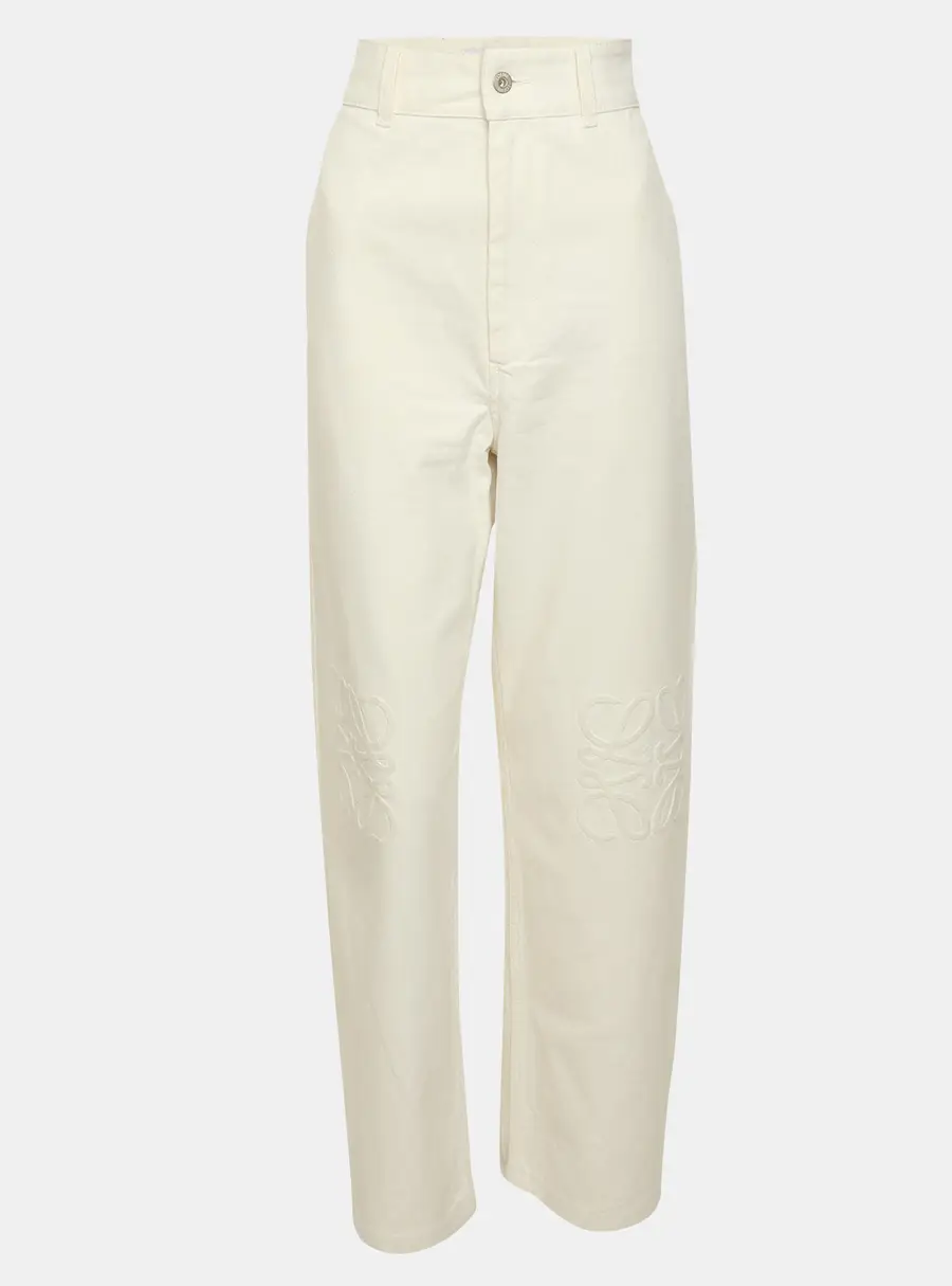 Loewe White Denim Anagram Wide Leg Pants S