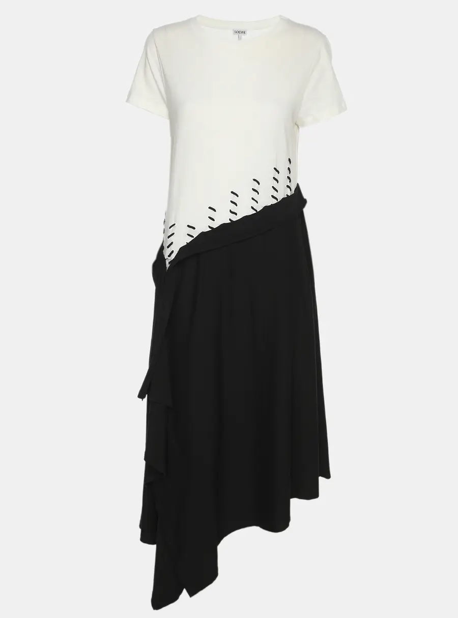 Loewe Black/White Jersey Asymmetrical Dress S