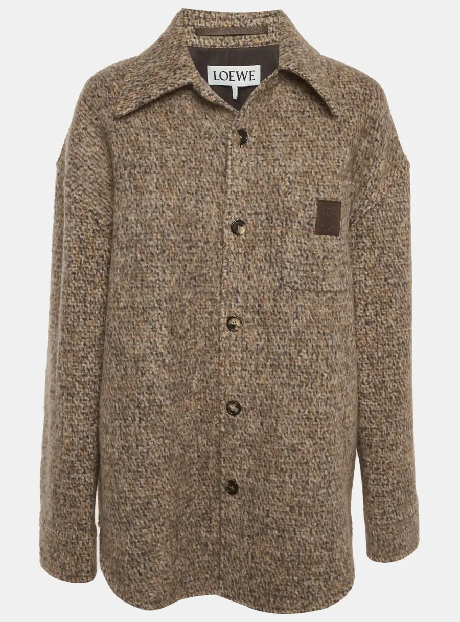 Loewe Brown Anagram Patch Boucl&eacute; Wool Overshirt XL
