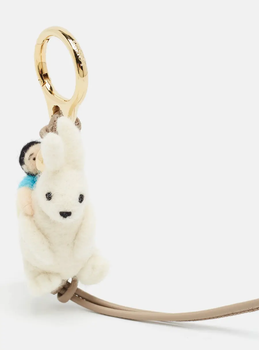Loewe Rabbit Fabric and Leather Gold Tone Bag Charm