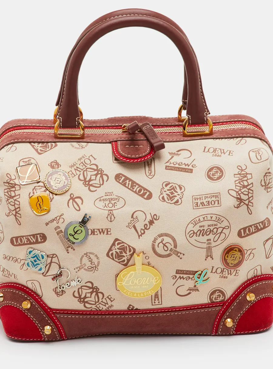 Loewe 160th Anniversary Beige/Brown Canvas and Suede Bowling Bag