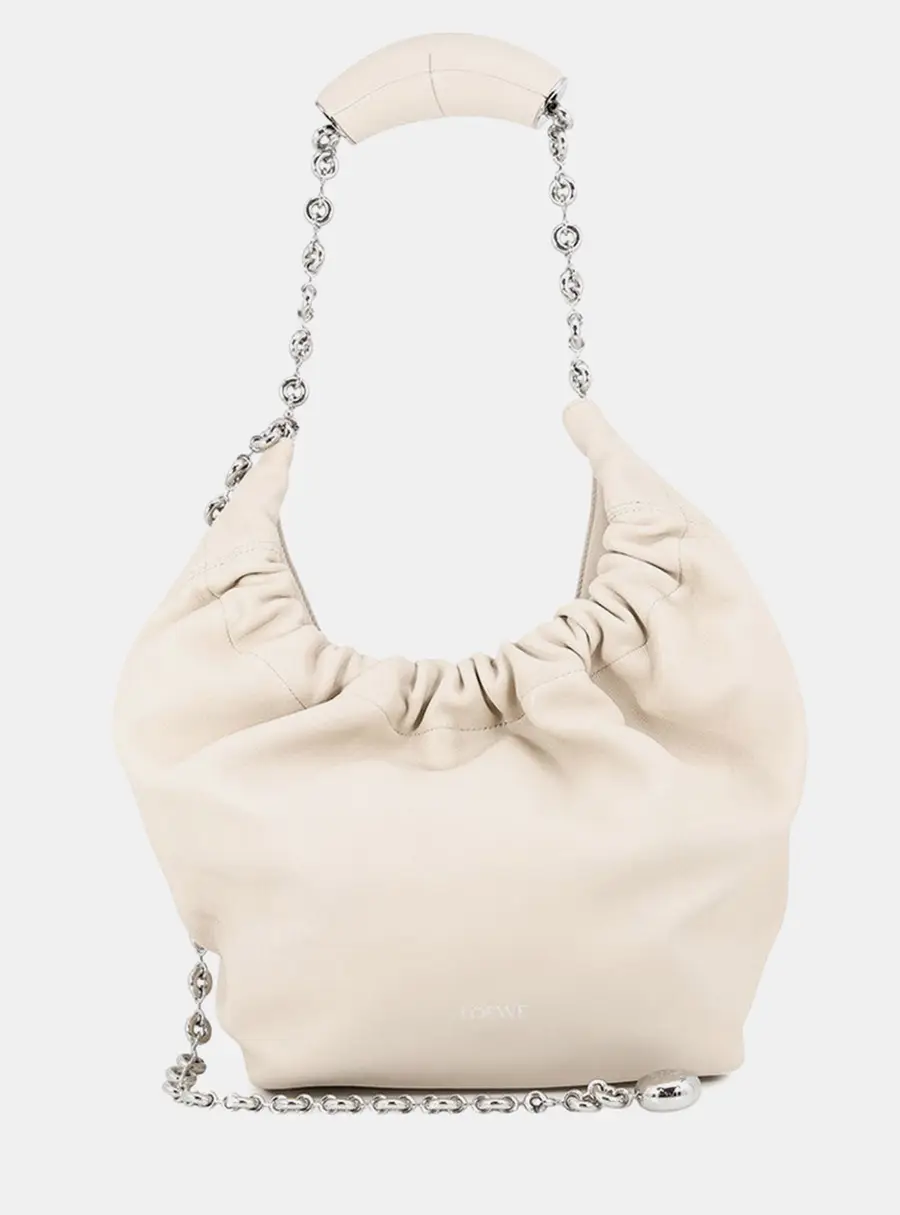 Loewe Squeeze Small Ivory Melonapalam Leather Shoulder Bag