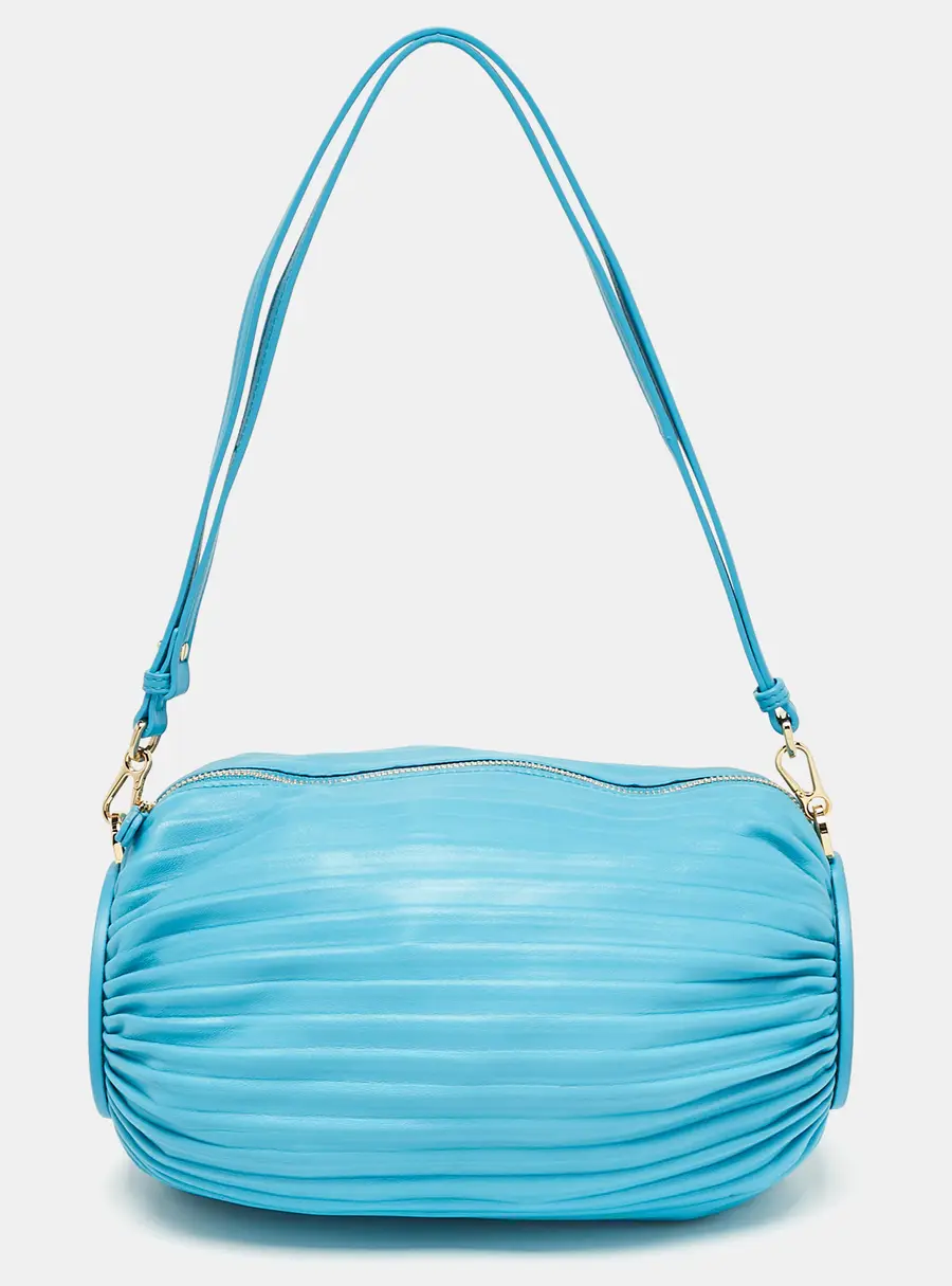 Loewe Light Blue Pleated Leather Bracelet Pouch Bag