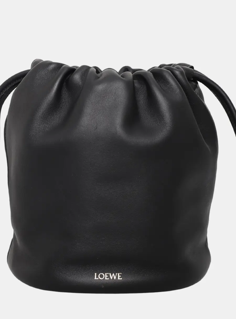 Loewe Flamenco Small Black Lambskin Leather Bucket Bag