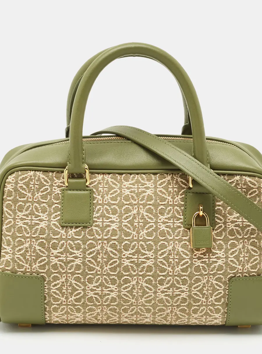 Loewe Military Green Jacquard Canvas and Leather Amazona 23 Bag