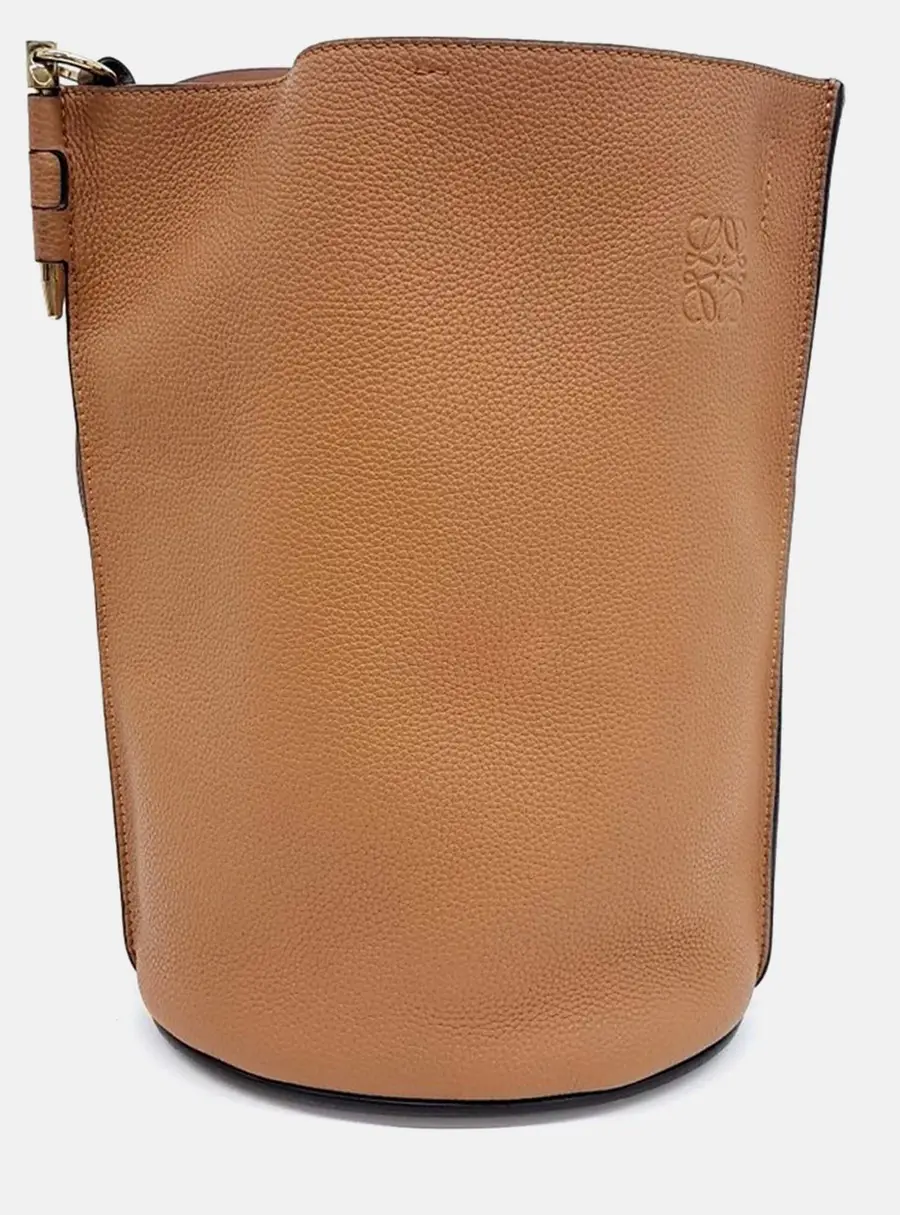 Loewe Brown Leather Gate Anagram Bucket Bag