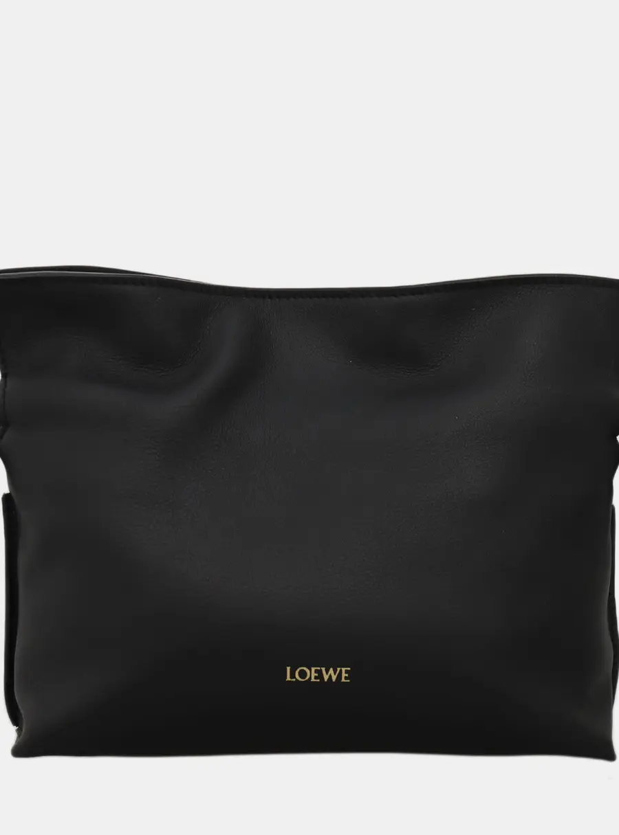 Loewe Flamenco Knot Mini Black Calfskin Leather Suede Clutch Bag