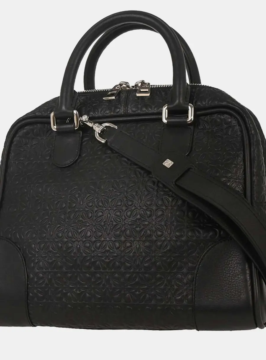 Loewe Amazona 75 Black Embossed Anagram Leather Shoulder Bag