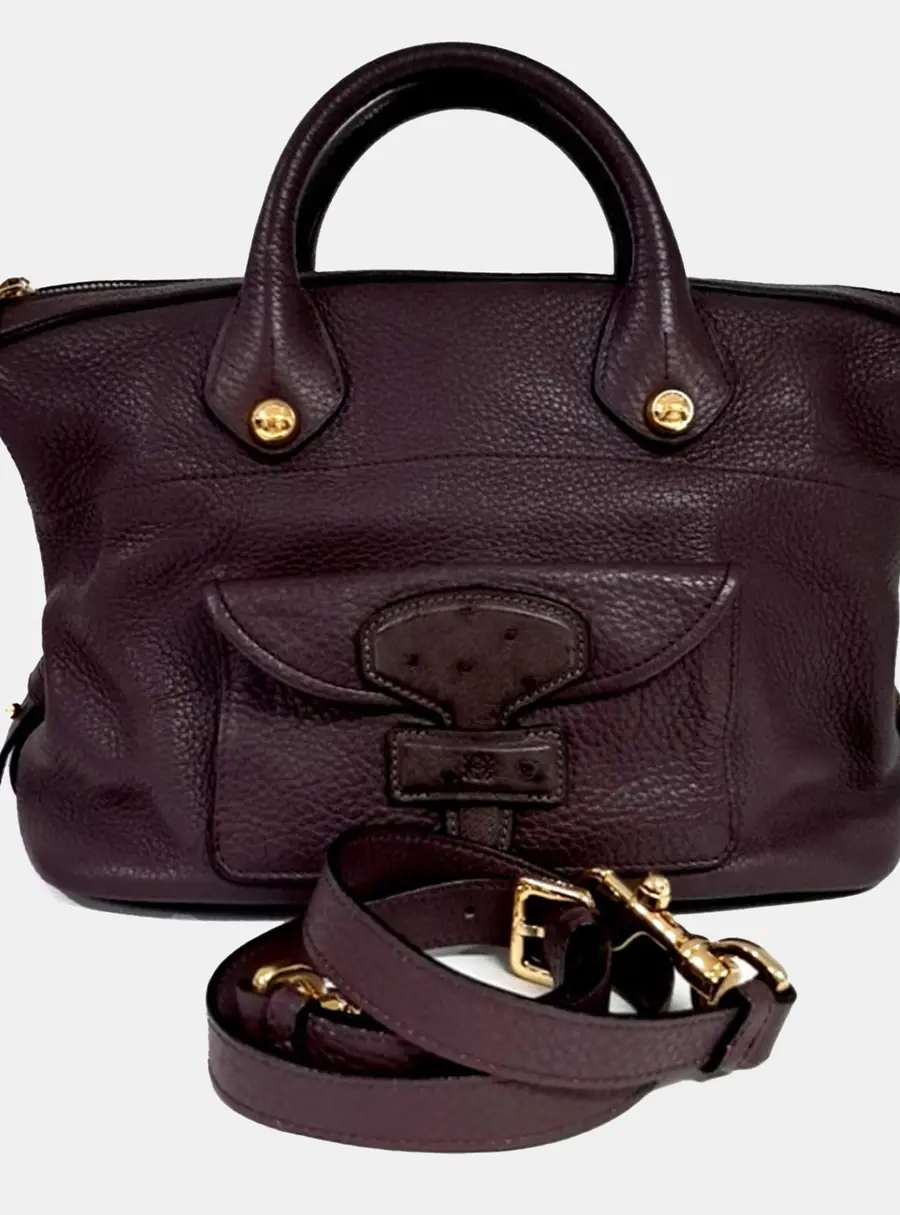 Loewe May Medium Purple Pebbled Leather Ostrich Shoulder Bag