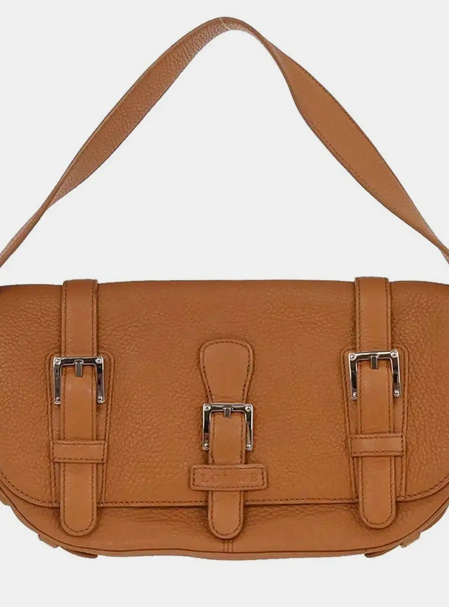 Loewe Shoulder Brown Grained Leather Shoulder Bag
