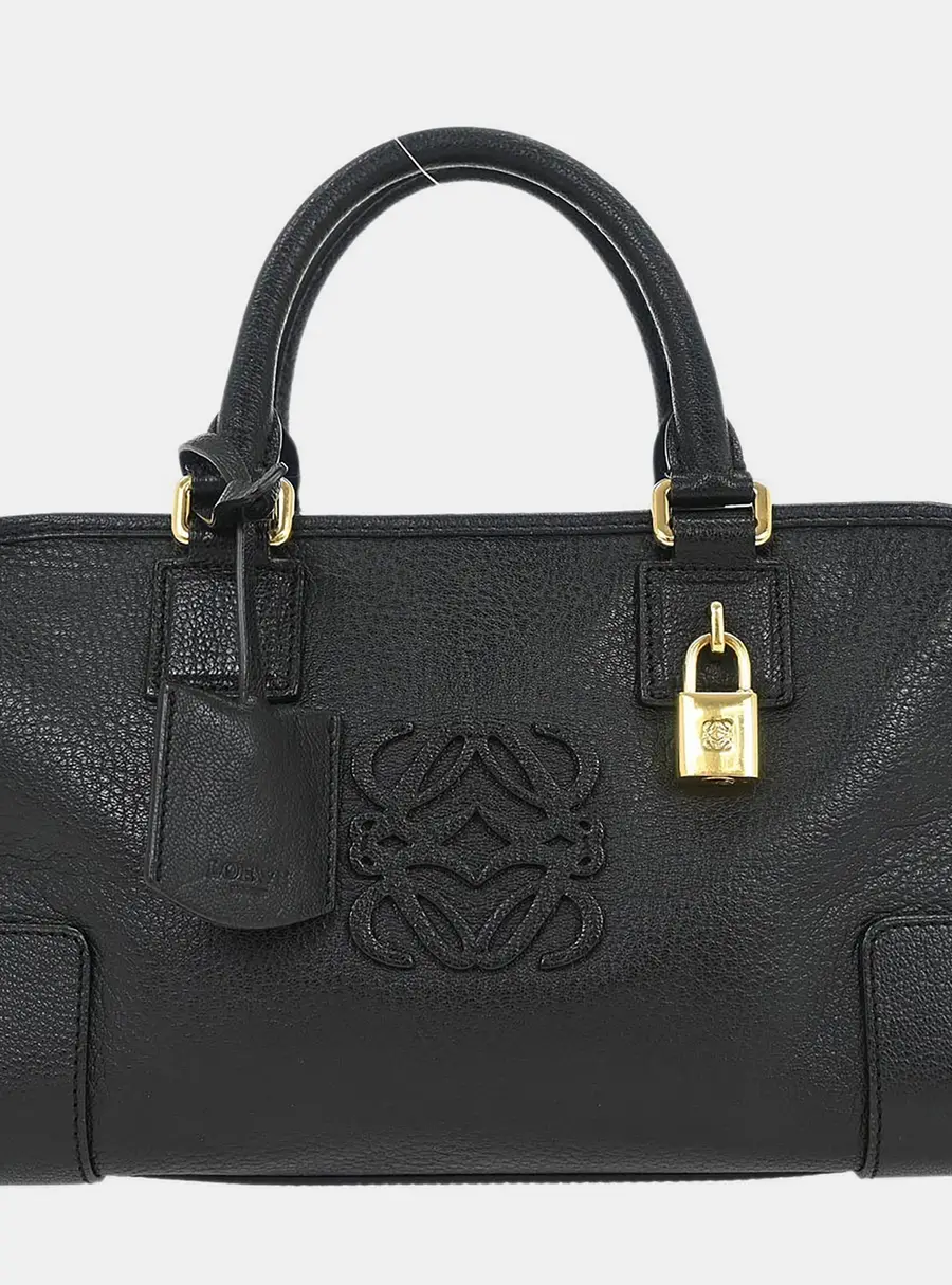 Loewe Amazona 28 Black Grained Calfskin Leather Top Handle Bag