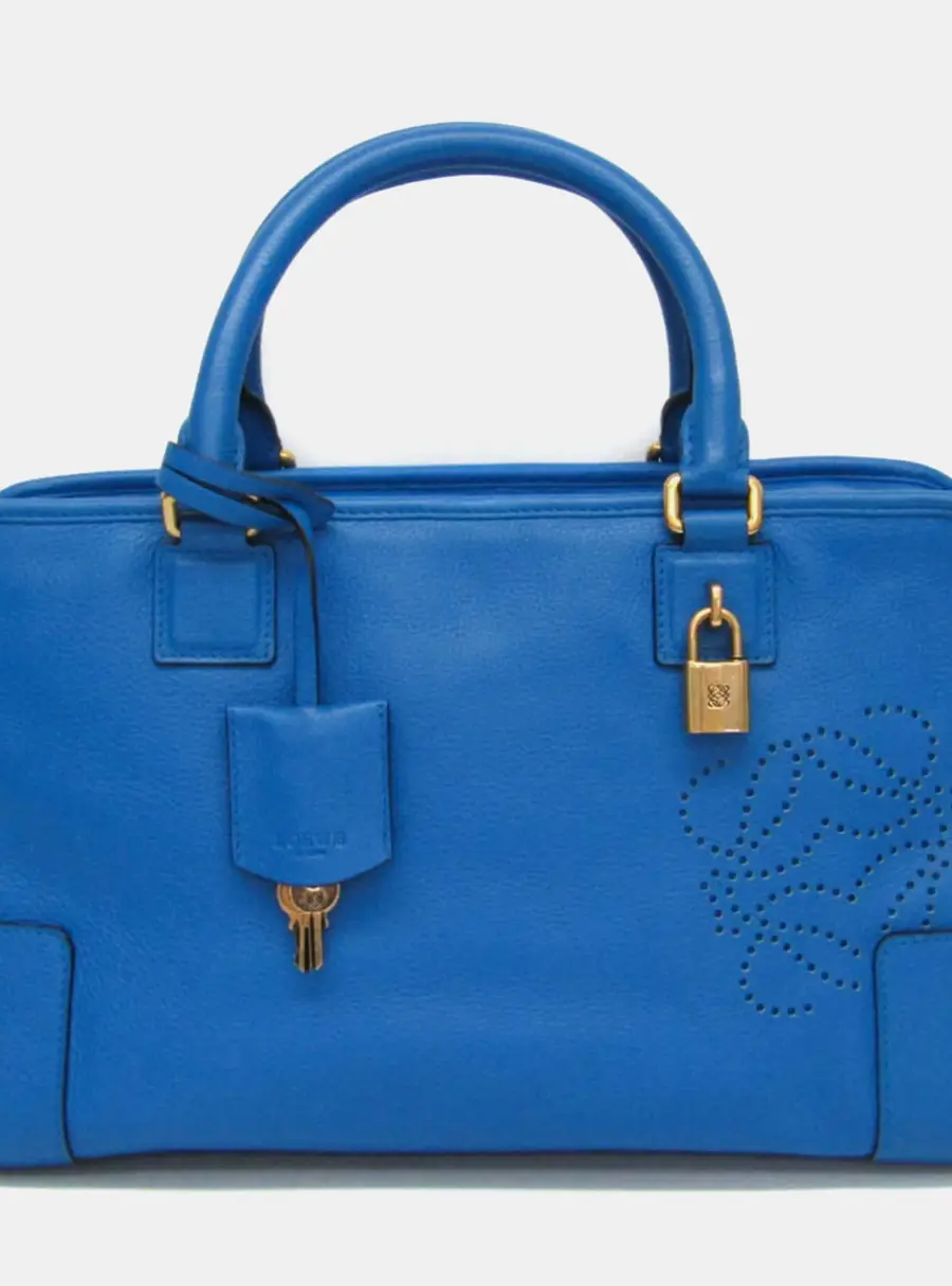 Loewe Amazona 36 Blue Leather Satchel Bag
