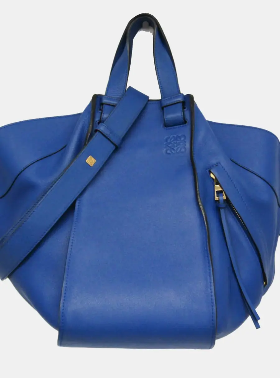 Loewe Hammock Medium Blue Leather Shoulder Bag