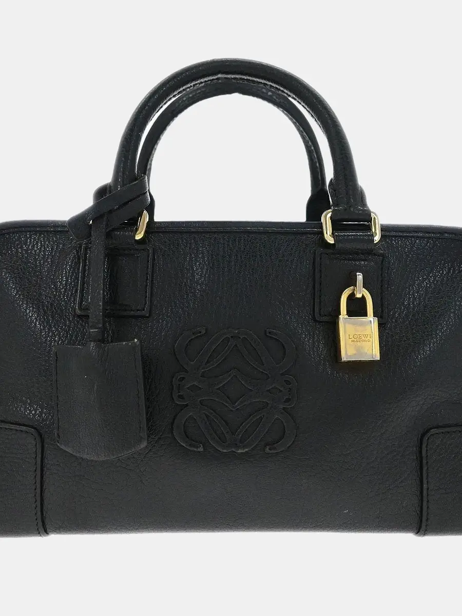 Loewe Amazona 28 Black Grained Leather Top Handle Bag