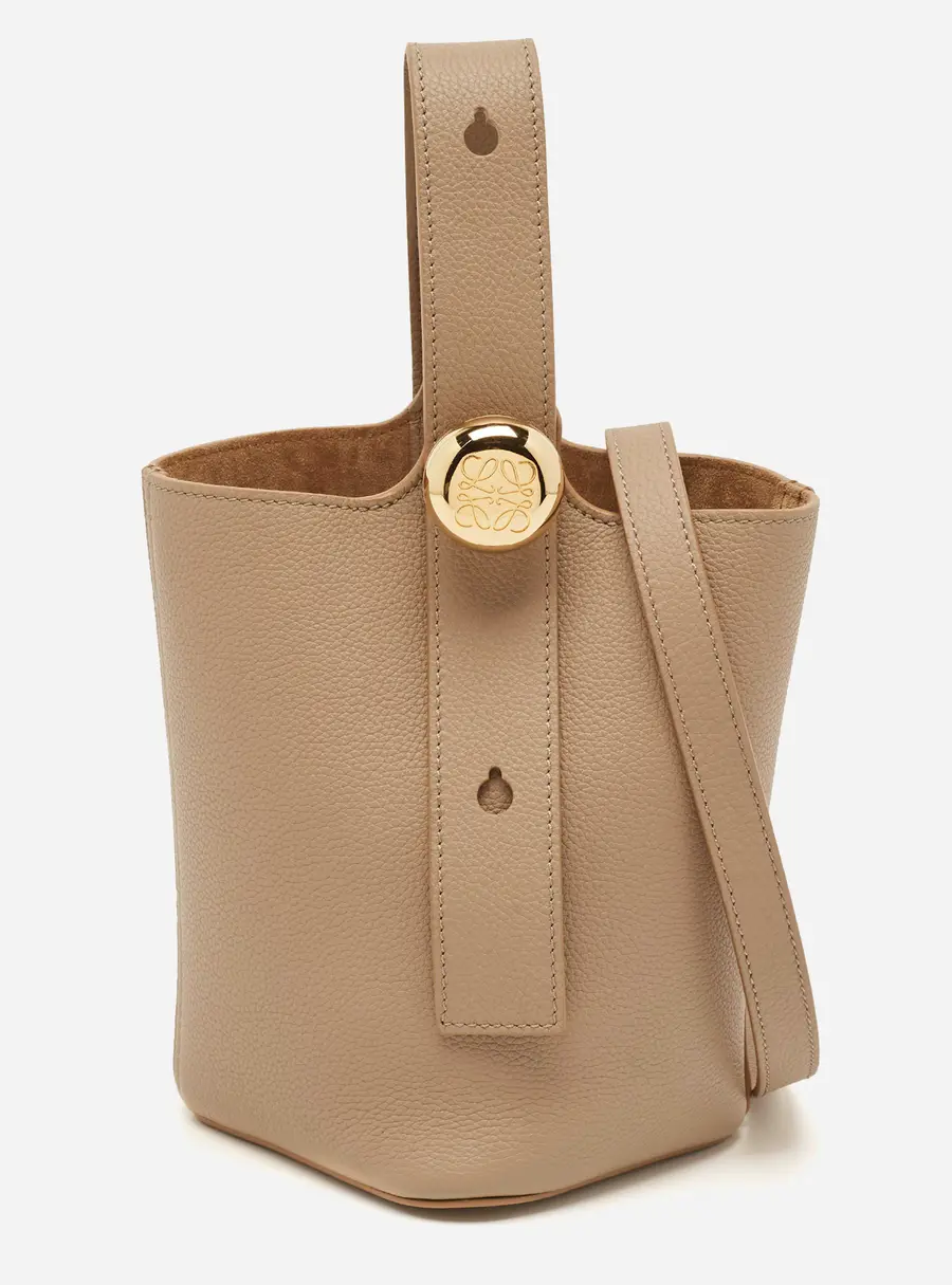 Loewe Pebble Mini Beige Leather Bucket Bag