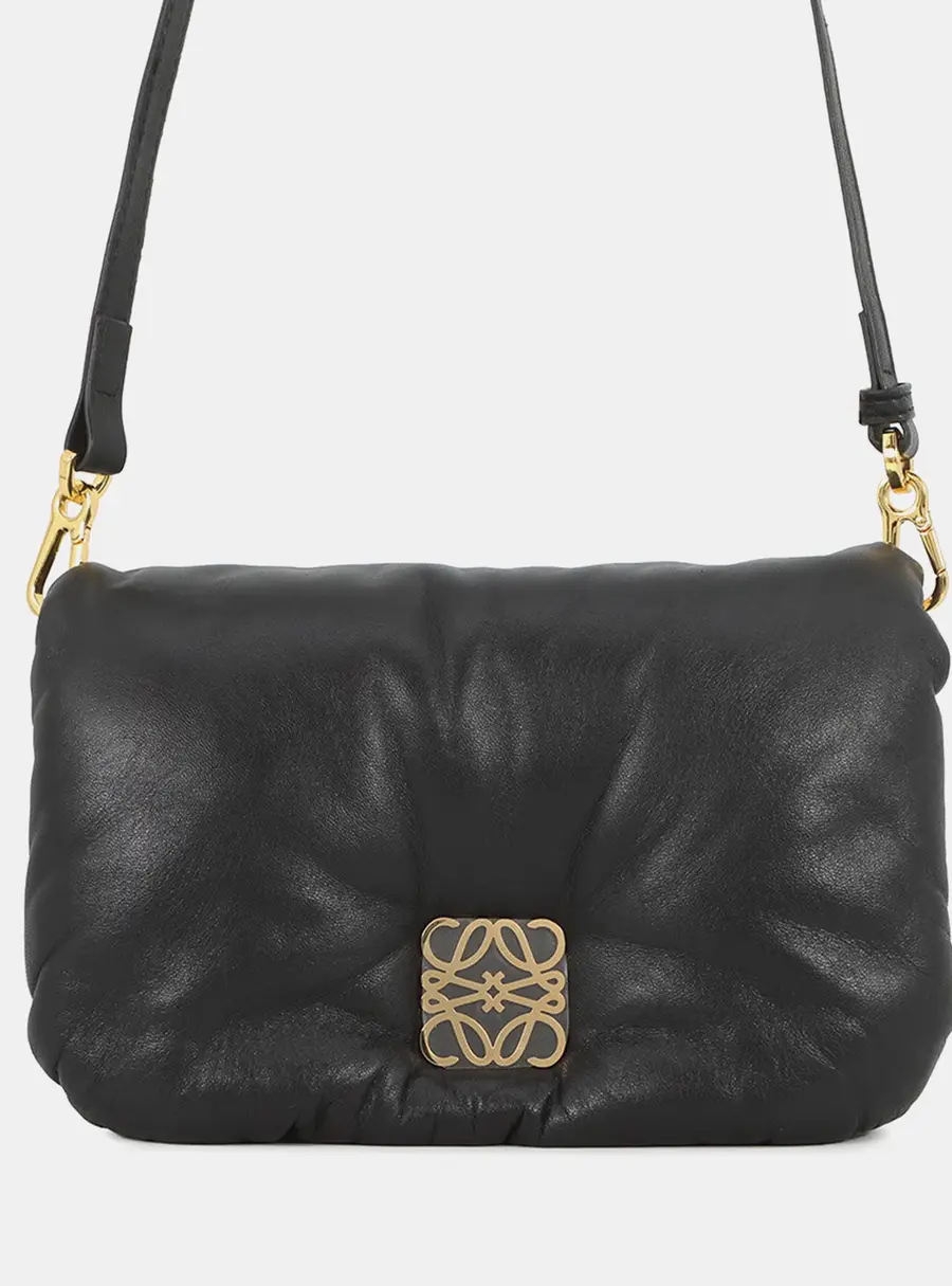 Loewe Goya Puffer Mini Black Shiny Napa Lambskin Leather Shoulder Bag