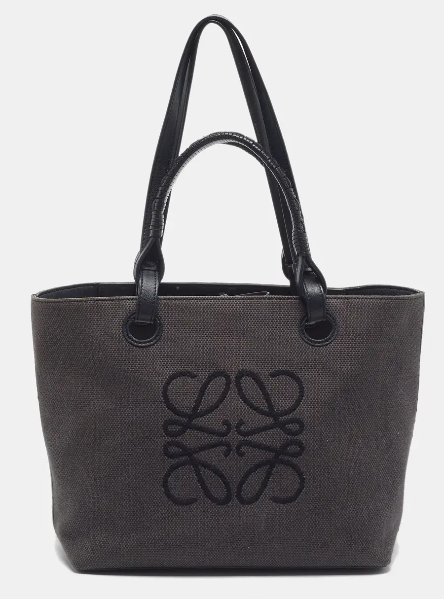 Loewe Anagram Black Canvas and Leather Tote