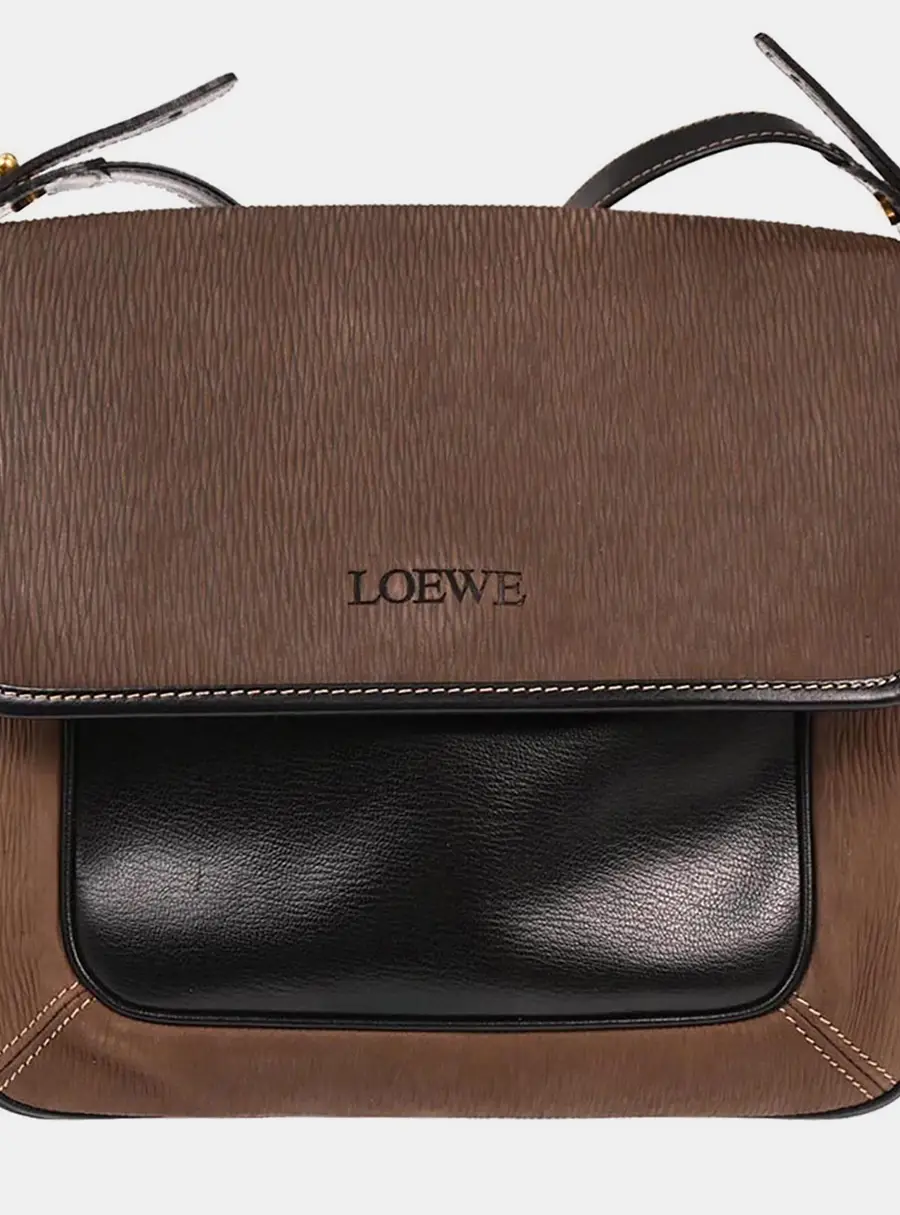 Loewe Black Brown Leather Velazquez Shoulder Bag