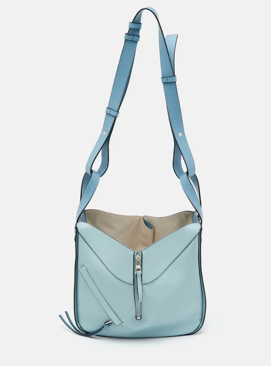 Loewe Hammock Medium Light Blue Leather Shoulder Bag
