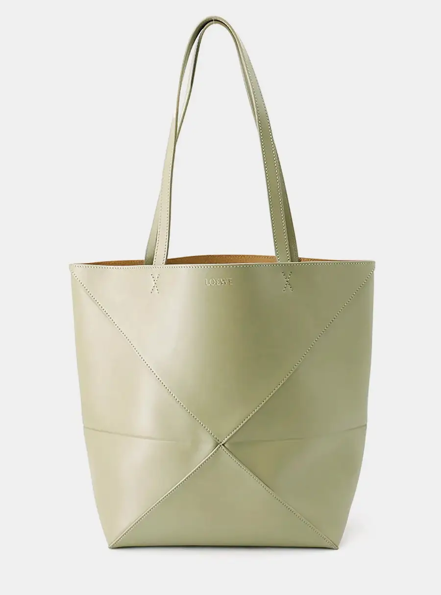 Loewe Puzzle Fold Moss Green Calfskin Leather Tote Bag