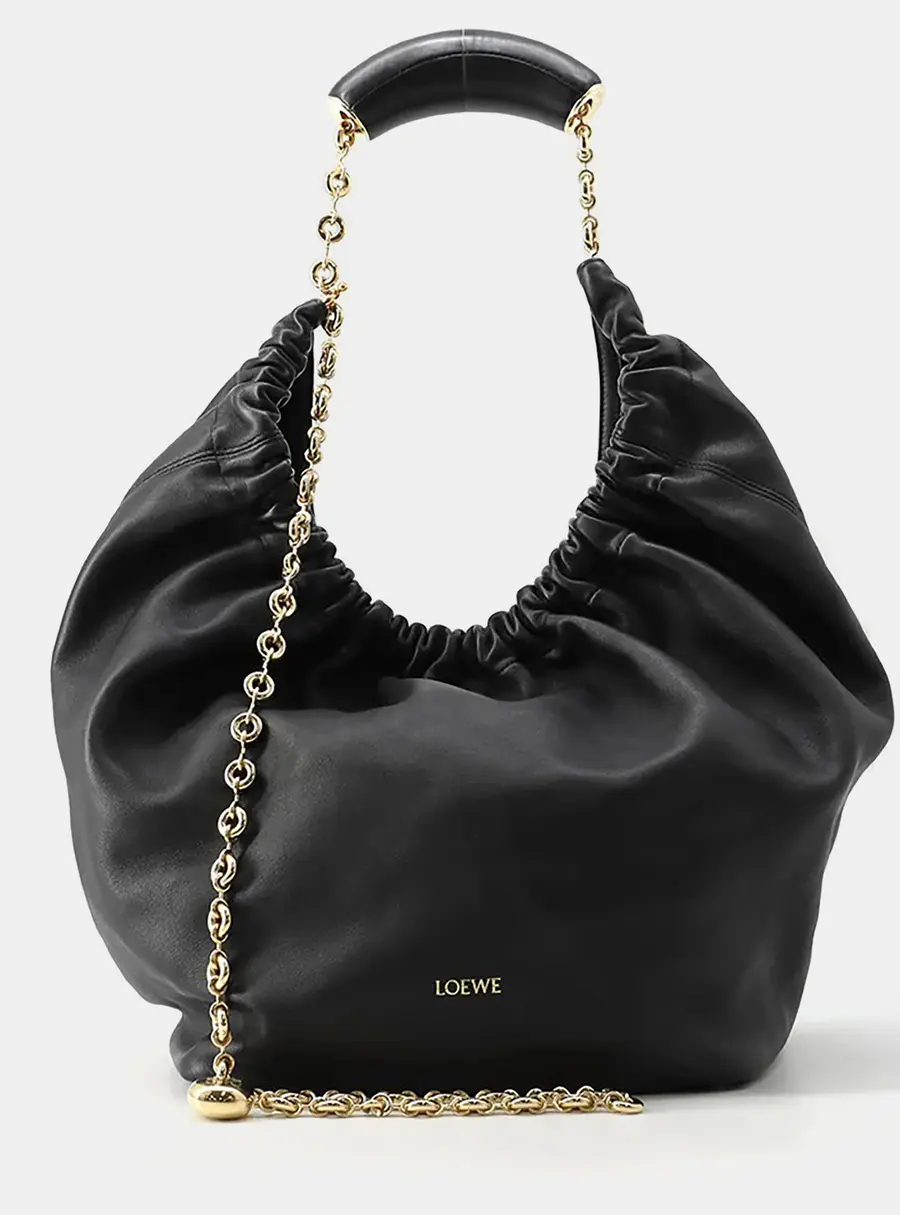 Loewe Squeeze Medium Black Nappa Leather Top Handle Bag
