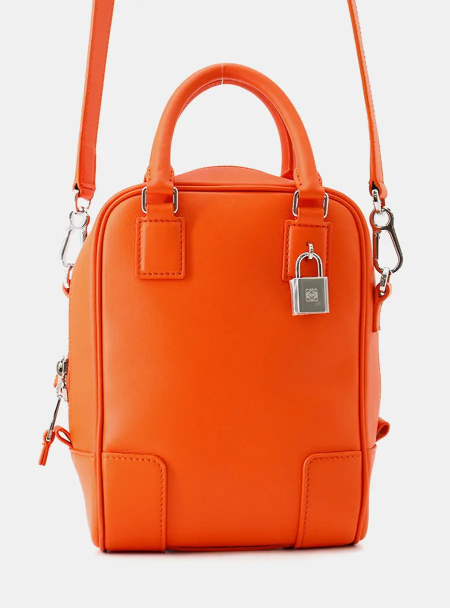 Loewe Amazona 15 Orange Leather Top Handle Bag