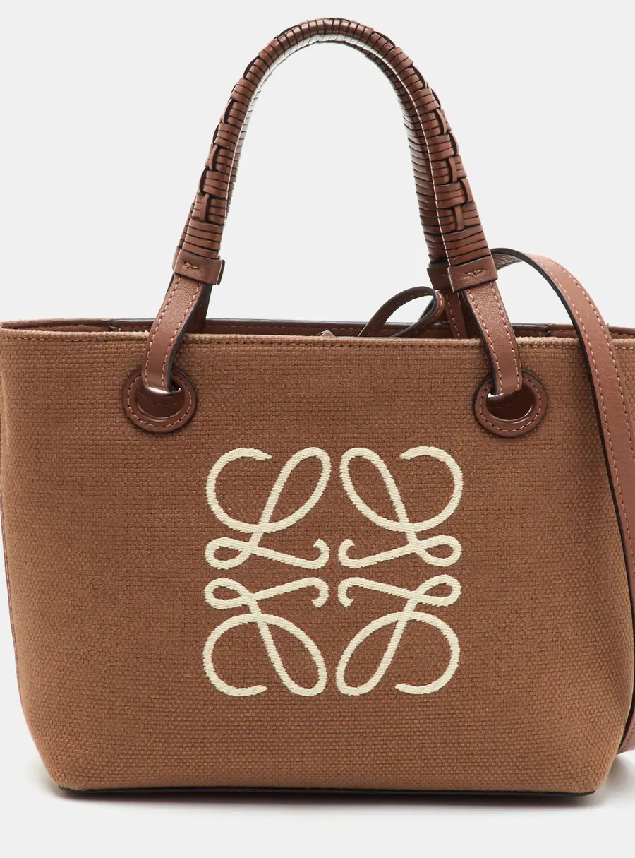 Loewe Anagram Brown Canvas and Leather Tote