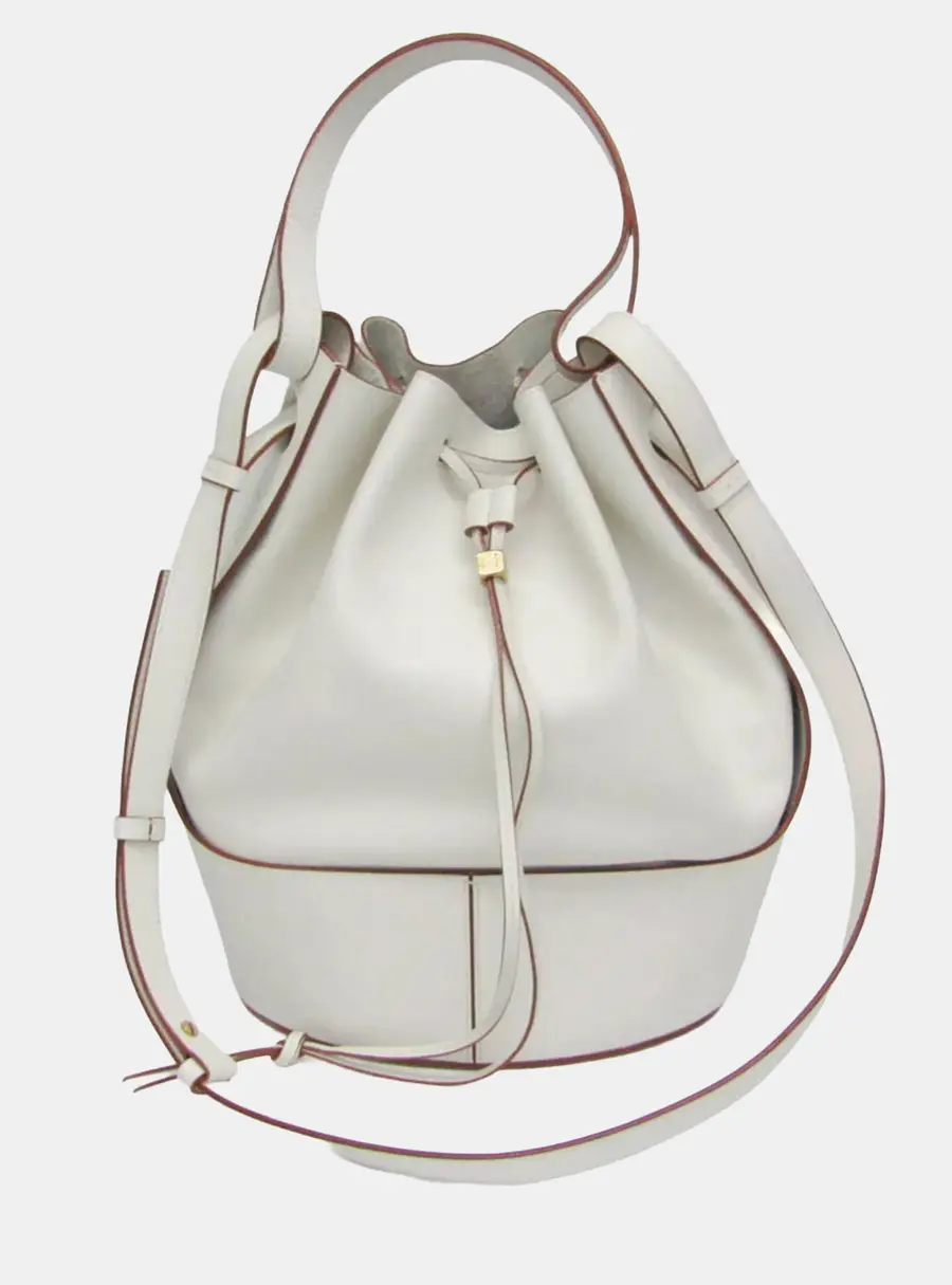 Loewe Balloon Medium Soft White Calfskin Leather Shoulder Bag