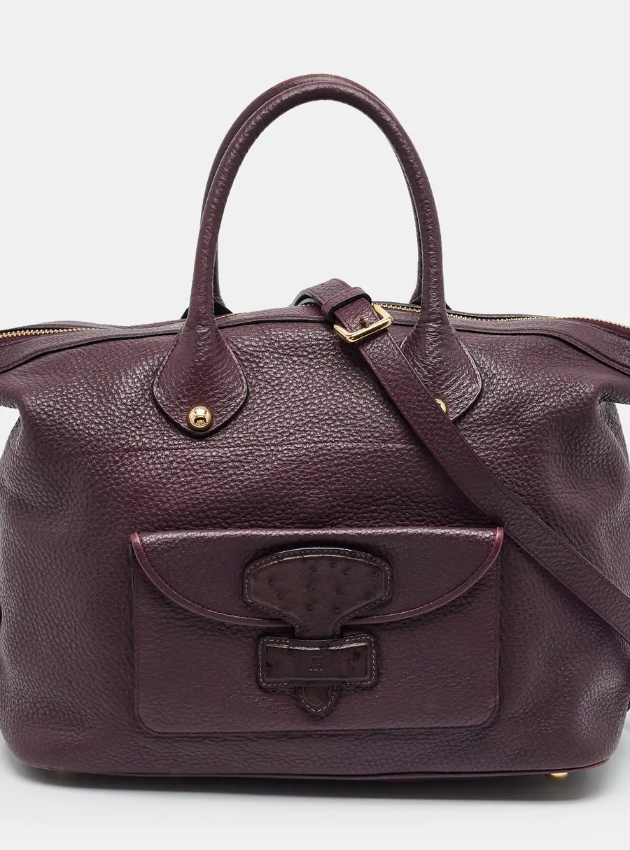 Loewe May Purple Leather and Ostrich Satchel